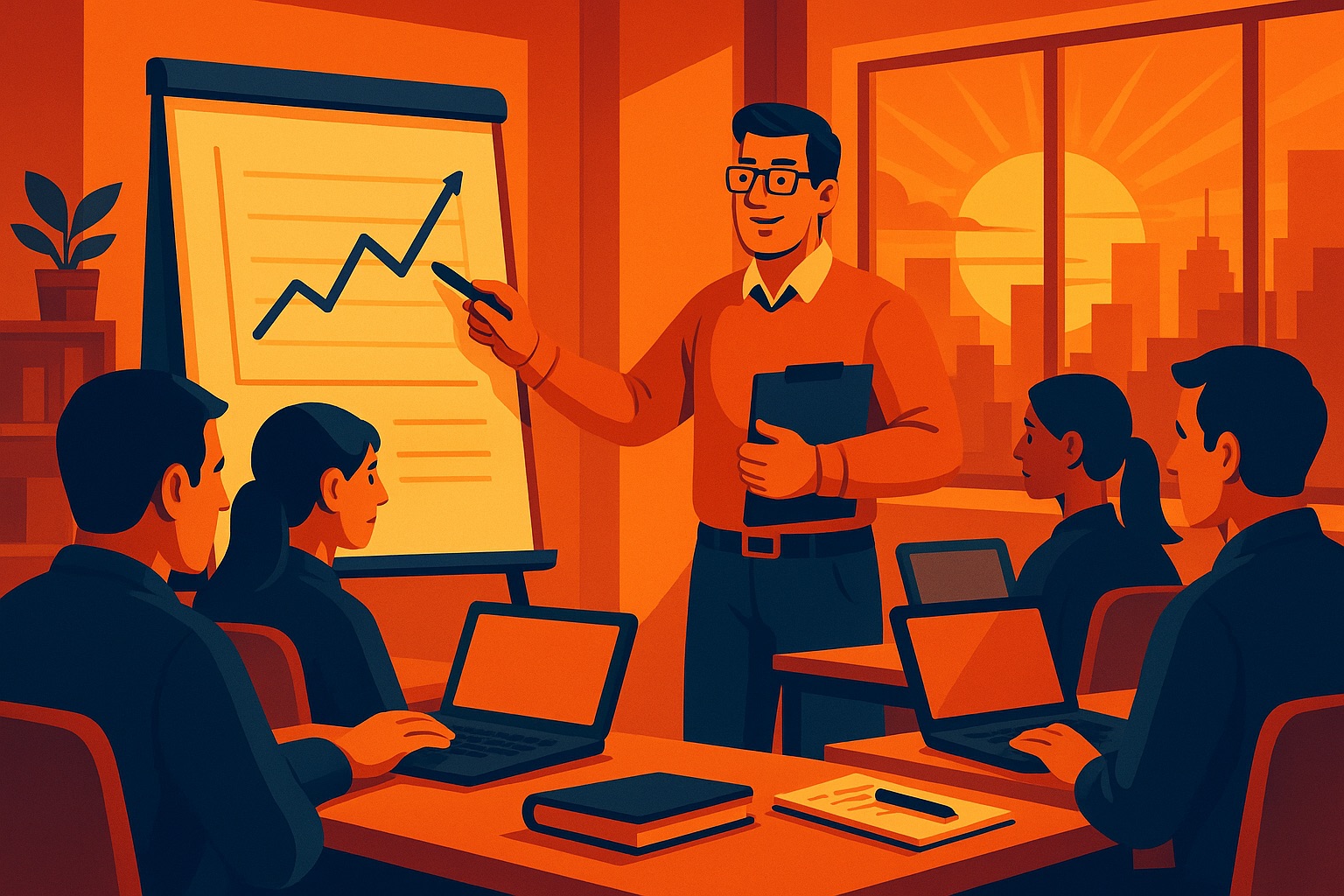 Týmové školení ilustrace